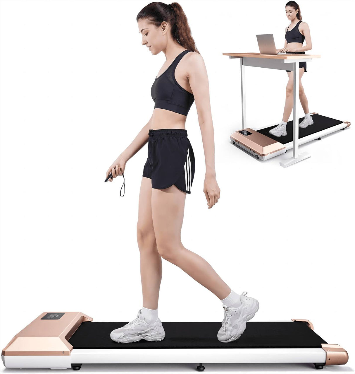 Quiet Fitness Innovation: DeerRun Walking Pad Treadmill 2.5hp - 2 in 1 Walking and Jogging Experience, Under Desk Fitness Revolution: DeerRun Walking Pad Treadmill - Ultra-Quiet with Remote Control,