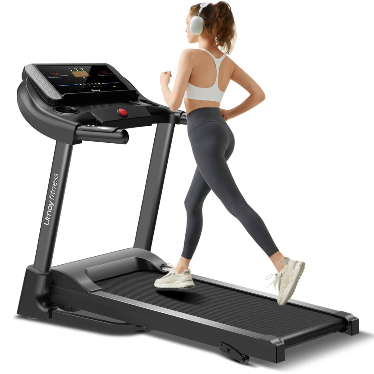UMAY Fitness Incline Treadmill - Home Cardio with Pulse Sensors and Powerful 3.0 HP Motor, Quiet and Powerful: UMAY Fitness Home Folding Treadmill - 300 lbs Capacity, Brushless Motor, Elevate Your Workout: UMAY Fitness Incline Treadmill
