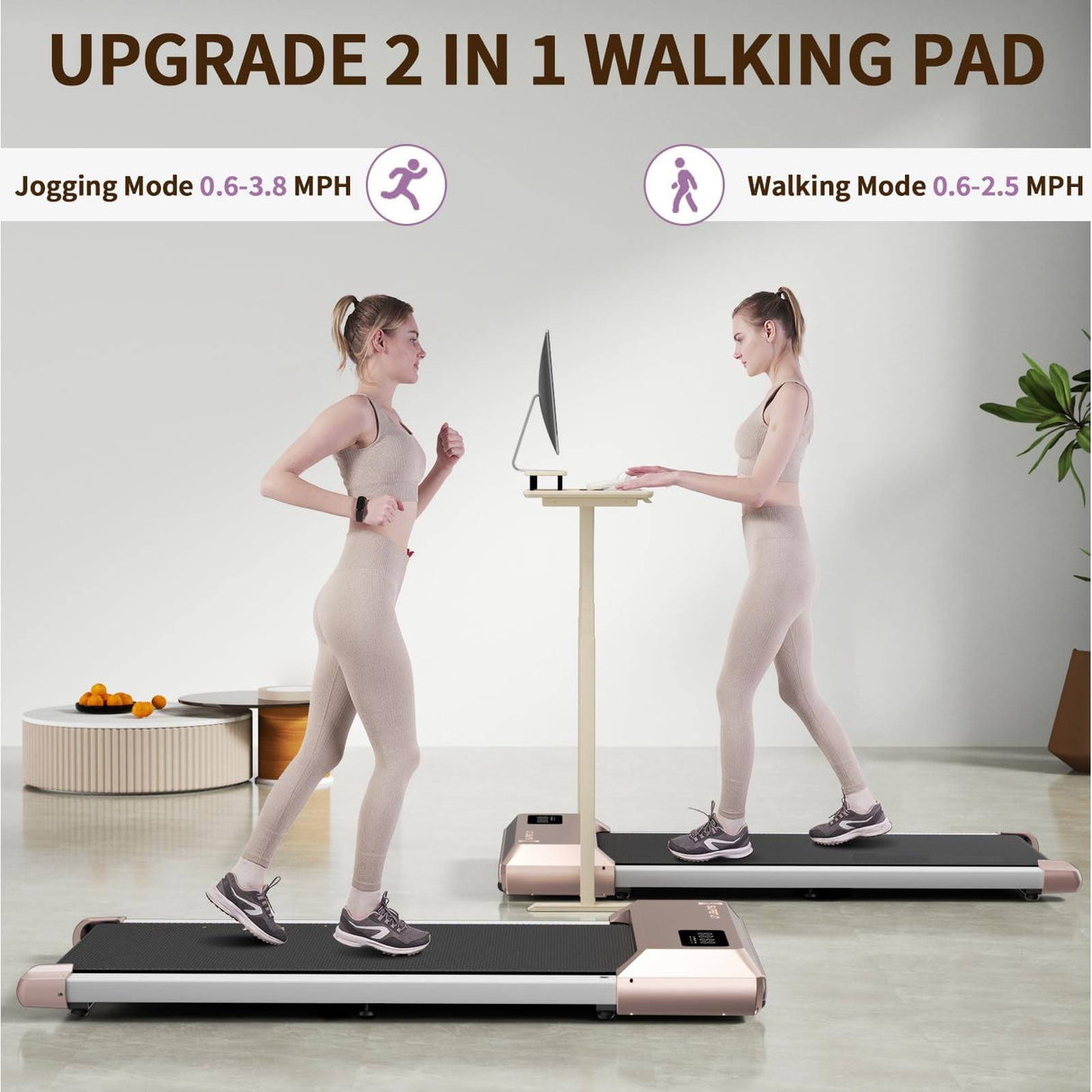 Quiet Fitness Innovation: DeerRun Walking Pad Treadmill 2.5hp - 2 in 1 Walking and Jogging Experience, Under Desk Fitness Revolution: DeerRun Walking Pad Treadmill - Ultra-Quiet with Remote Control,