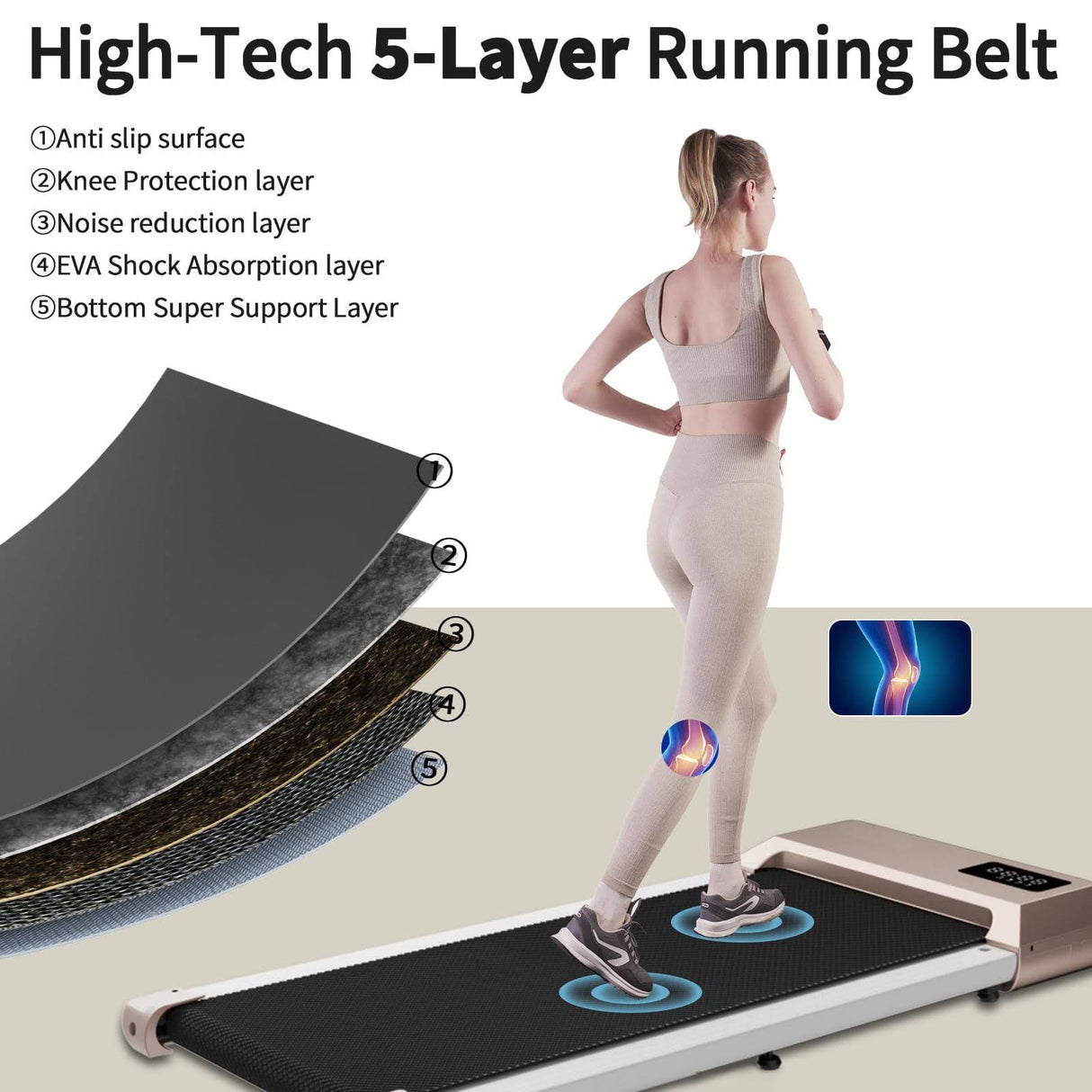 Quiet Fitness Innovation: DeerRun Walking Pad Treadmill 2.5hp - 2 in 1 Walking and Jogging Experience, Under Desk Fitness Revolution: DeerRun Walking Pad Treadmill - Ultra-Quiet with Remote Control,
