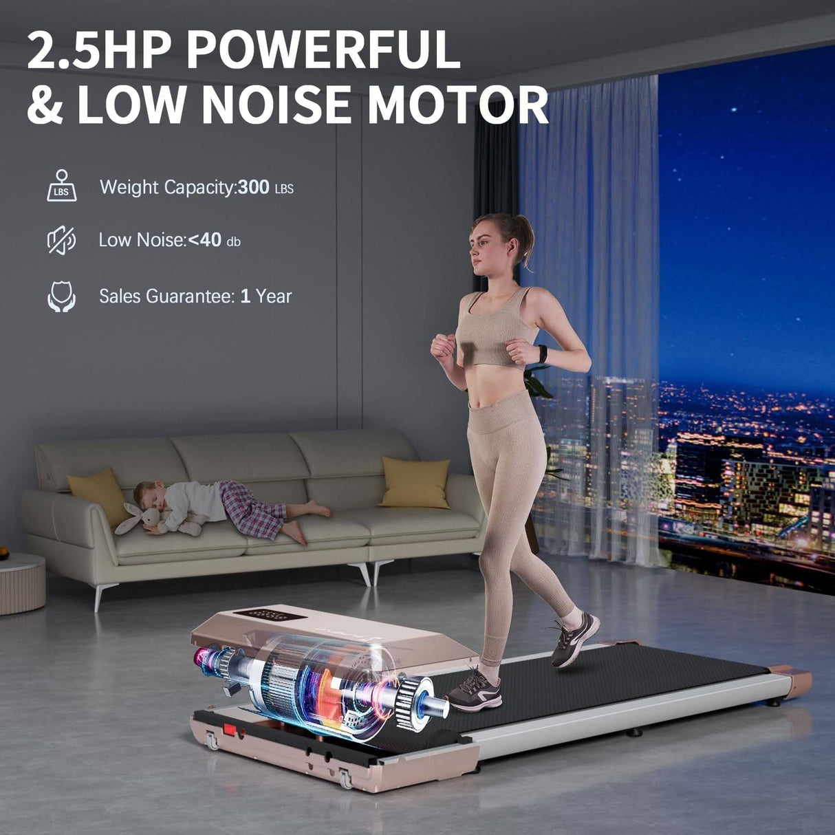 Quiet Fitness Innovation: DeerRun Walking Pad Treadmill 2.5hp - 2 in 1 Walking and Jogging Experience, Under Desk Fitness Revolution: DeerRun Walking Pad Treadmill - Ultra-Quiet with Remote Control,