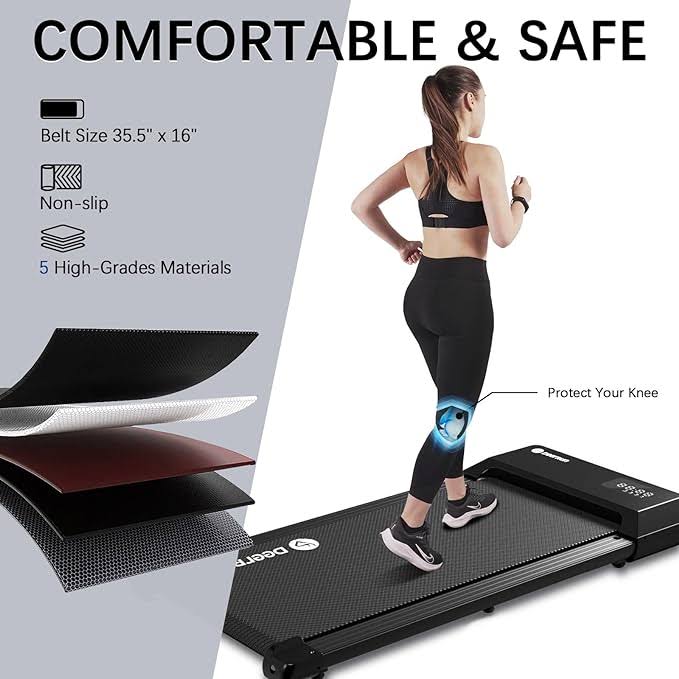 Quiet Fitness Innovation: DeerRun Walking Pad Treadmill 2.5hp - 2 in 1 Walking and Jogging Experience, Under Desk Fitness Revolution: DeerRun Walking Pad Treadmill - Ultra-Quiet with Remote Control,