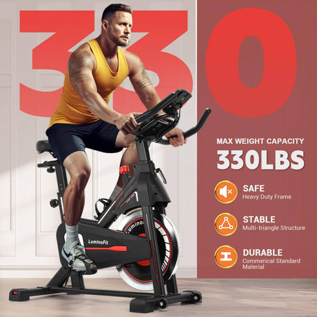 Home Fitness Excellence: Exercise Bike with 330lbs Weight Capacity, Silent Belt Drive, and Tablet Holder, Silent Strength: Stationary Bikes for Home - 330lbs Capacity, Quiet Belt Drive, LCD Monitor,Total Home Workout: Indoor Cycling Bike