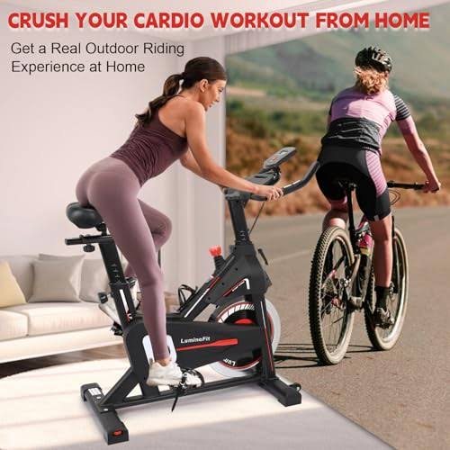 Home Fitness Excellence: Exercise Bike with 330lbs Weight Capacity, Silent Belt Drive, and Tablet Holder, Silent Strength: Stationary Bikes for Home - 330lbs Capacity, Quiet Belt Drive, LCD Monitor,Total Home Workout: Indoor Cycling Bike