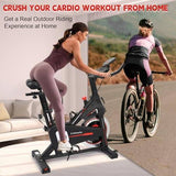 Home Fitness Excellence: Exercise Bike with 330lbs Weight Capacity, Silent Belt Drive, and Tablet Holder, Silent Strength: Stationary Bikes for Home - 330lbs Capacity, Quiet Belt Drive, LCD Monitor,Total Home Workout: Indoor Cycling Bike