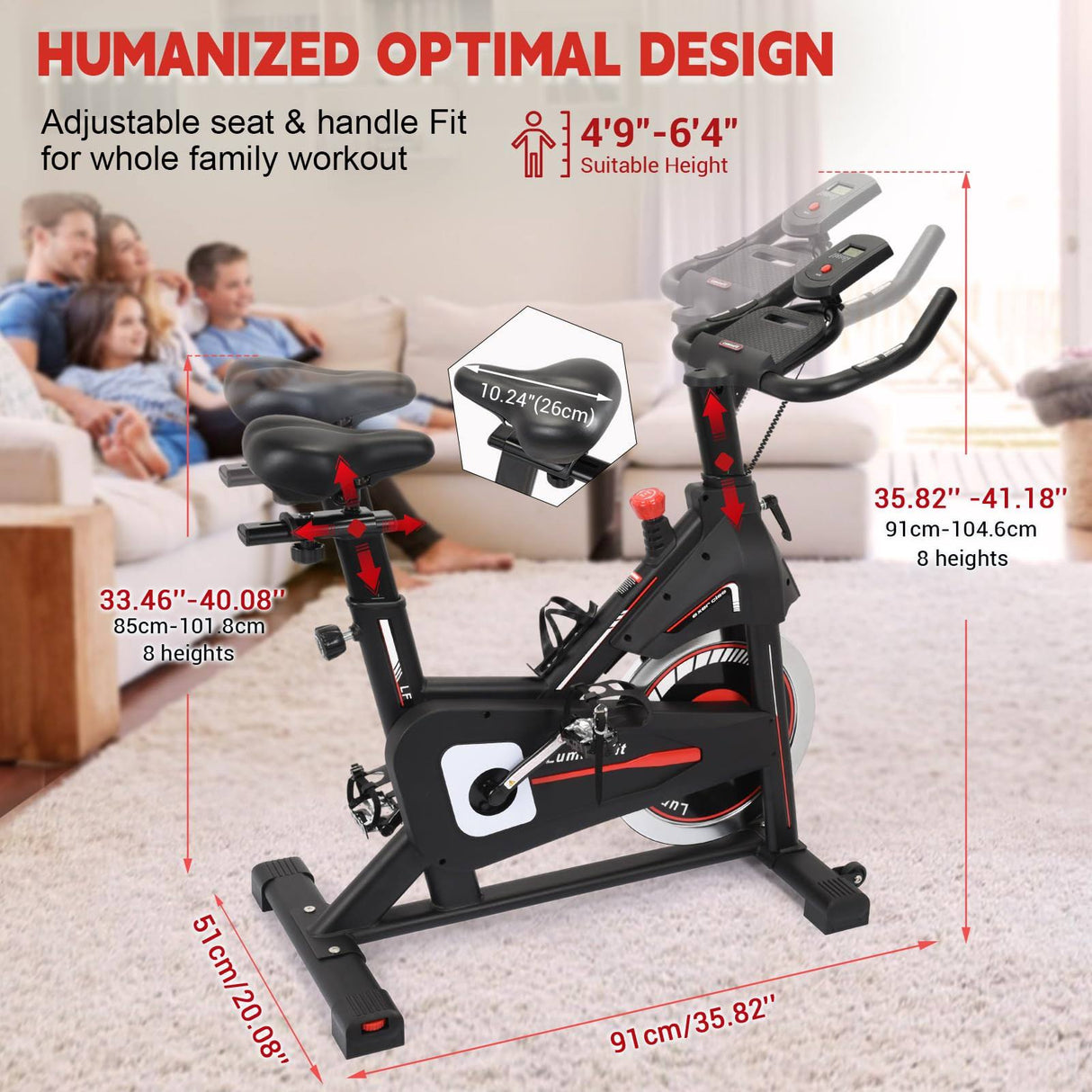 Home Fitness Excellence: Exercise Bike with 330lbs Weight Capacity, Silent Belt Drive, and Tablet Holder, Silent Strength: Stationary Bikes for Home - 330lbs Capacity, Quiet Belt Drive, LCD Monitor,Total Home Workout: Indoor Cycling Bike